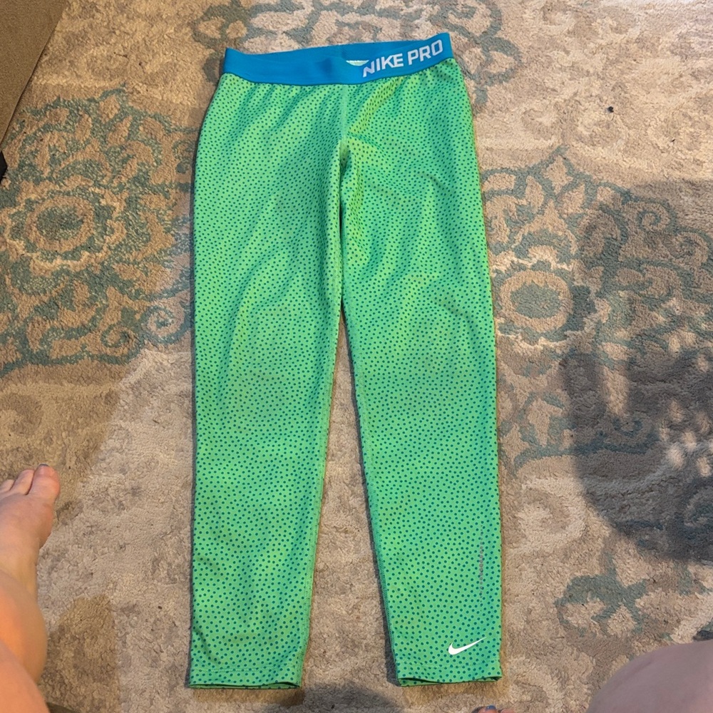 Nike Green and Blue Pro Leggings